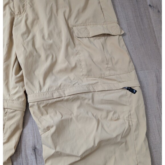LL Bean Zip Off Pants Size L Beige Nylon Cargo Convertible Hiking Gorpcore - Picture 6 of 12
